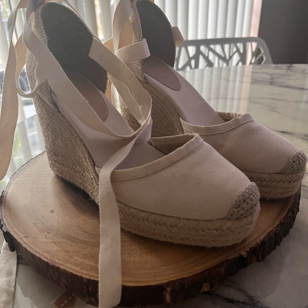 Women's Cream Espadrille Wedge Shoes
